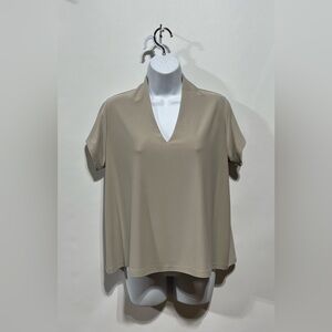 Sympli Elegant Beige Short Sleeve‎ Blouse Women’s Size Small